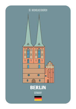 St. Nicholas Church in Berlin, Germany. Architectural symbols of European cities. Colorful vectorのイラスト素材