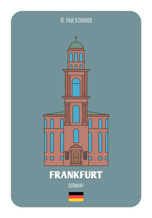 St. Paul's Church, in Frankfurt, Germany. Architectural symbols of European cities. Colorful vectorのイラスト素材