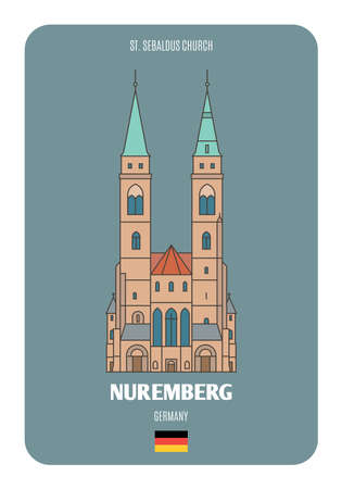 St. Sebaldus Church in Nuremberg, Germany. Architectural symbols of European cities. Colorful vectorのイラスト素材