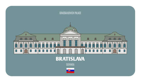 Grassalkovich Palace, Bratislava, Slovakia. Architectural symbols of European cities. Colorful vectorのイラスト素材
