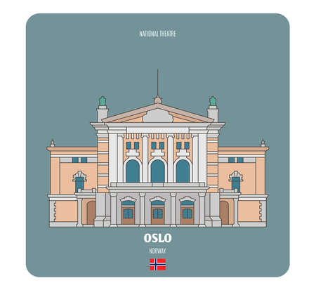 National Theater in Oslo, Norway. Architectural symbols of European cities. Colorful vectorのイラスト素材