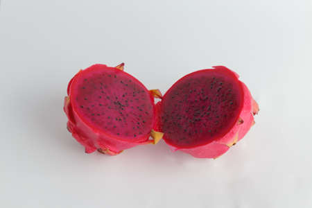 Pitaya sliced on white background - top view.の写真素材