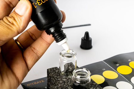 Colorimetric nitrate test used to measure the nitrate level in marine aquarium water.