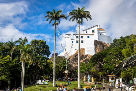 Vitoria ES Brazil - May 07 2023: "Festa da Penha" at the Penha Convent in Vila Velha. Third largest Brazilian religious festival.のeditorial素材