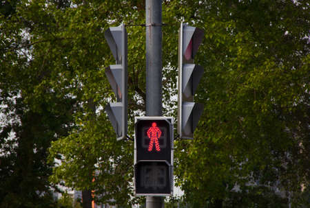prohibiting red traffic light for pedestriansの写真素材