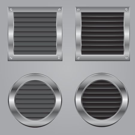 Metal cooling squares and circles fastened by boltsのイラスト素材