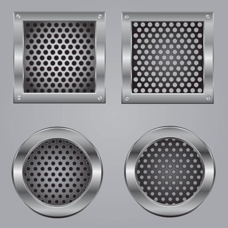 Metal squares and circles fastened by boltsのイラスト素材