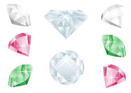 Different diamonds isolated on the white backgroundのイラスト素材