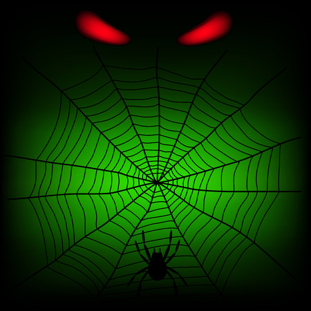 spider web and red divil eye on the dark backgroundのイラスト素材