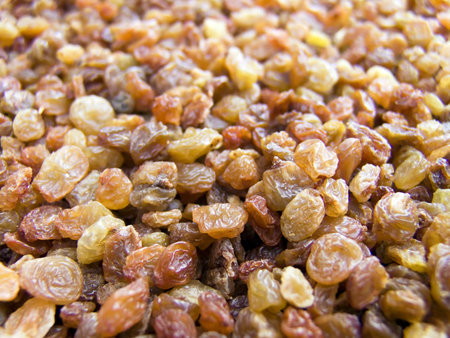Agricultural background; a pile of beautiful raisinの写真素材