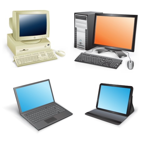 The collection which shows evolution of computers isolated on a white backgroundのイラスト素材