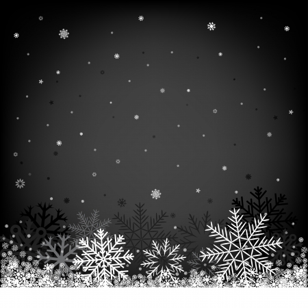 Black and white Christmas background with falling snowflakesのイラスト素材