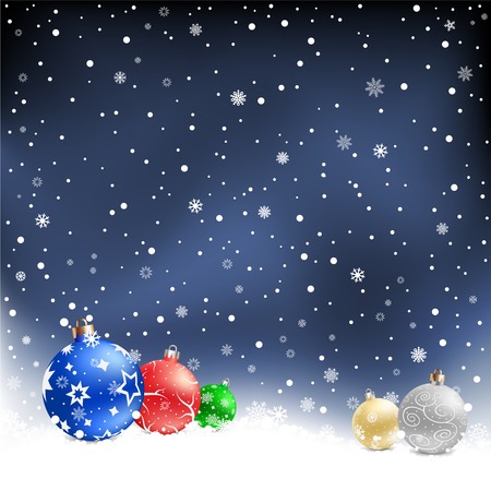 The multicolored christmas bauble on the night mesh backgroundのイラスト素材