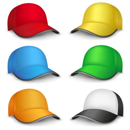 The multicolored mesh empty template cap on the white backgroundのイラスト素材