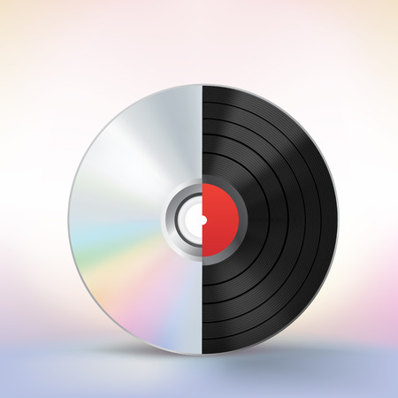 The evolution of the music disc on a colored mesh backgroundのイラスト素材