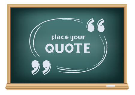 Templates for writing quotes. Round, oval forms handwritten with chalk on education blackboard on a white background.のイラスト素材