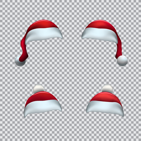 Santa red hat template on transparent background. Christmas holiday objectのイラスト素材