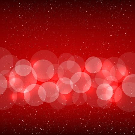 Red bokeh background with shine circles. Christmas and New Year backdropのイラスト素材