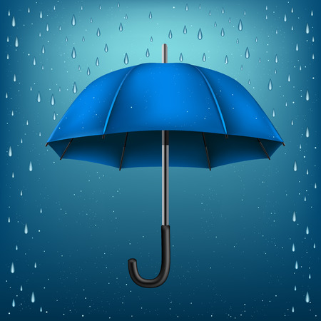 The blue opened umbrella on rainy backgroundのイラスト素材