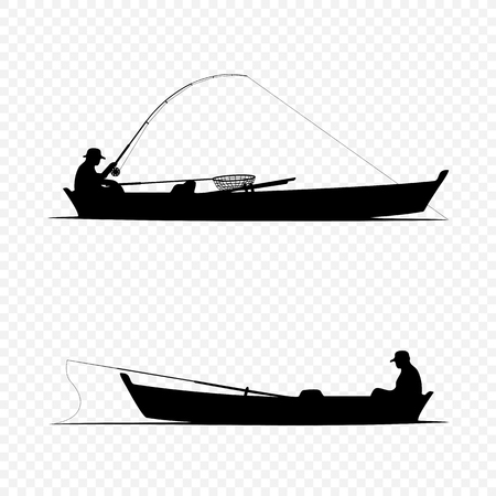 Fisherman on boatのイラスト素材