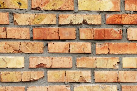 Red brick wall close-up background. Build block modern retro interior. Architecture textureの写真素材