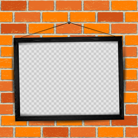 Wooden frame on a red brick wall vectorのイラスト素材