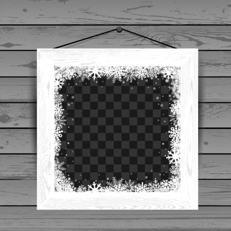 Winter white wooden photo frameのイラスト素材