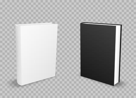 White and black standing empty books template with shadow on transparent background. School education objectのイラスト素材