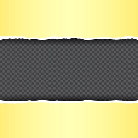 Yellow torn paper template with shadow on dark black transparent backgroundのイラスト素材