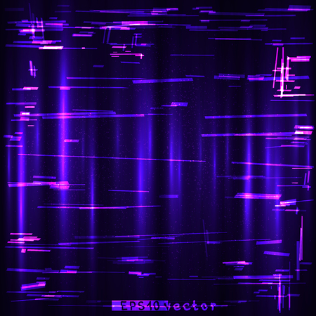 Glitch blue purple and pink light background template. Abstract glitched lines vector design backdropのイラスト素材