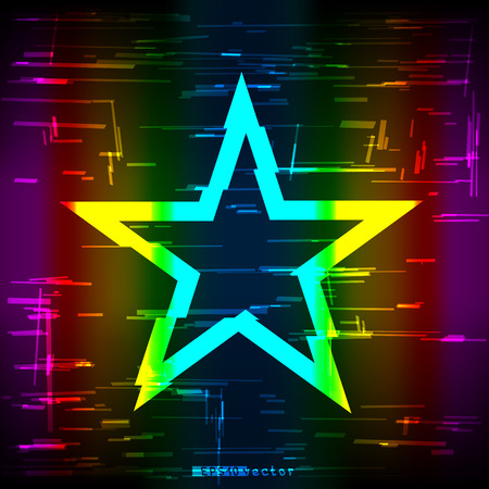 Glitch colorful rainbow geometric star shape template.のイラスト素材