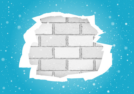 torn blue wallpapers brick wallのイラスト素材