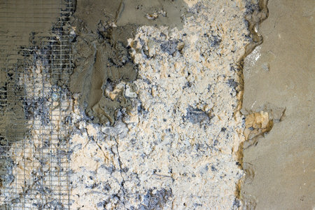 Concrete old wall reinforcement repair. Construct architecture groundwork
