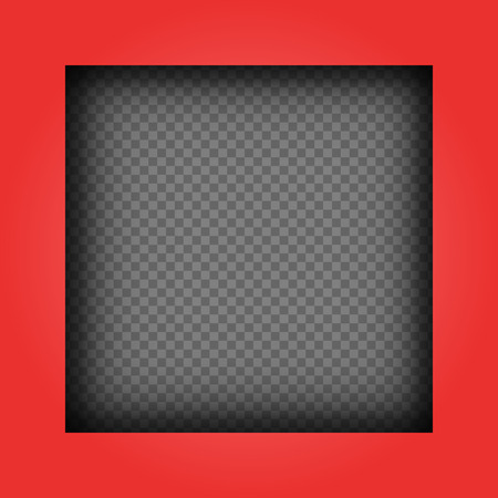 Red thick photo frame with shadow on dark transparent background. Photography decoration templateのイラスト素材
