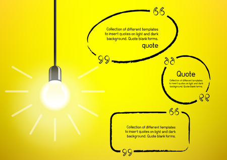 Light Bulb And Idea Quote On Yellow Background Creative Speech Or Message Concept Template Royalty Free Vector Graphics