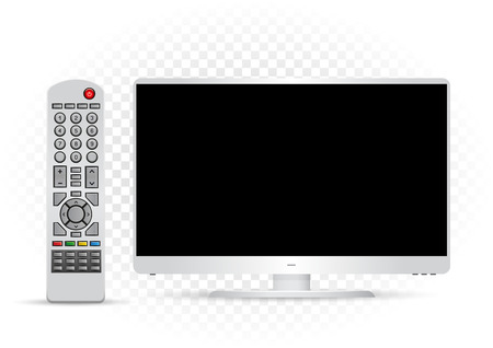 white TV with remote controlのイラスト素材