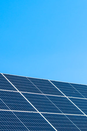 Solar panels make green energy. Renewable future power. Sunlight charge technology
