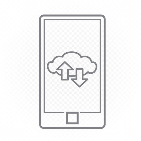 smartphone cloud info exchange line iconのイラスト素材