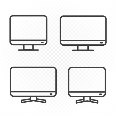 computer monitors line icon setのイラスト素材