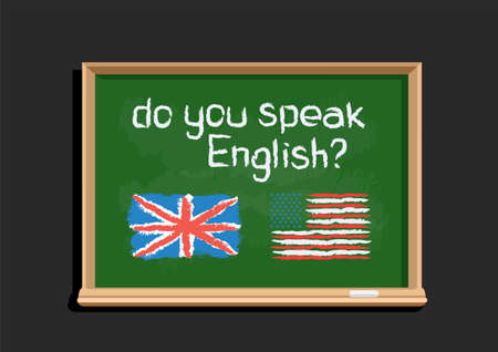 do you speak English text on blackboardのイラスト素材