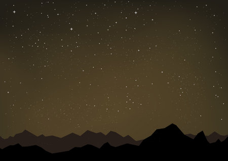 starry night sky and mountains groundのイラスト素材