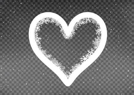 snowy white heart frame templateのイラスト素材