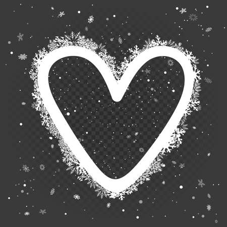 snowy white heart photo frameのイラスト素材
