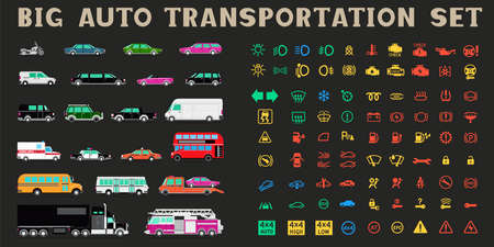 big auto transportation icons setのイラスト素材