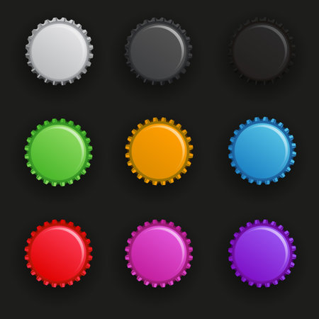 bottles caps template on dark backgroundのイラスト素材