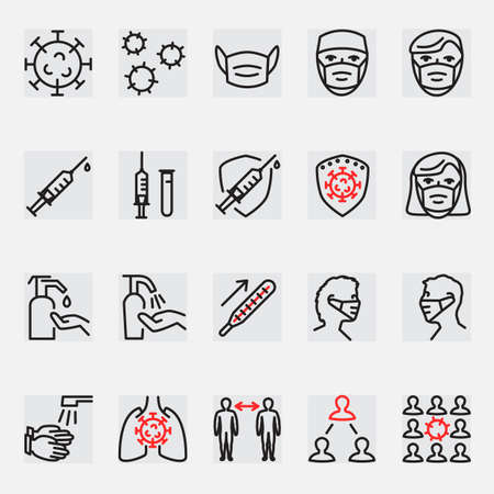virus medical outline icon setのイラスト素材