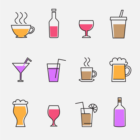 drinks outline icons sign setのイラスト素材