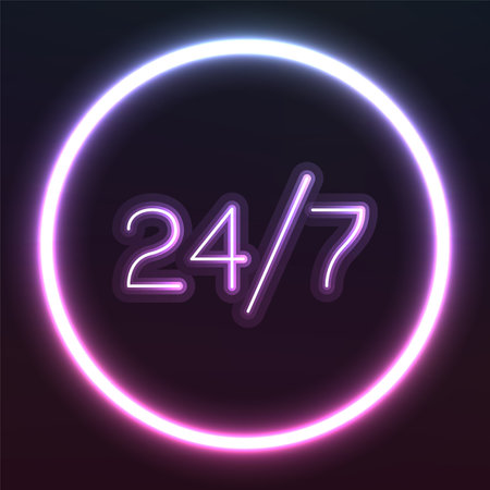 neon sign work 24 hours 7 days a weekのイラスト素材