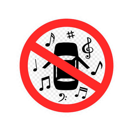 loud music from auto car prohibited signのイラスト素材