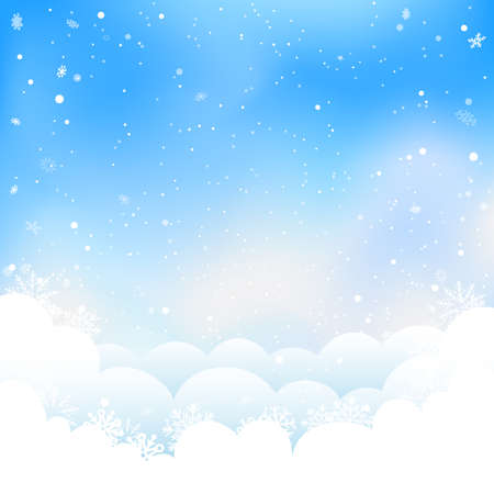 Christmas winter snowfall blue sky and cloudsのイラスト素材
